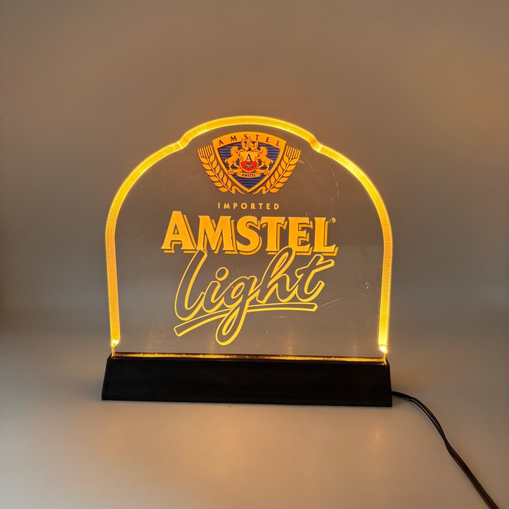 Amstel Light LED Lighted Beer Bar Sign Acrylic Tabletop Display 8.5x8" Good
